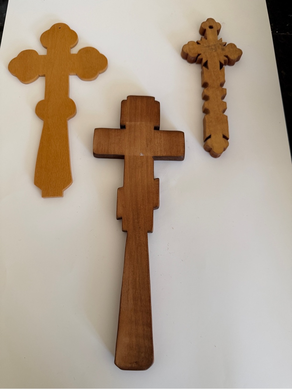 Vintage Wood Cross Lot of 3 Orthodox Byzantine Christian Crucifix - Picture 2 of 4